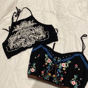 Cute embroidered crop top bundle